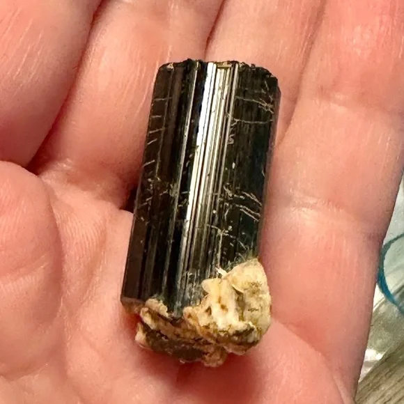 Black Tourmaline terminated with an illuminati symbol excellent and large